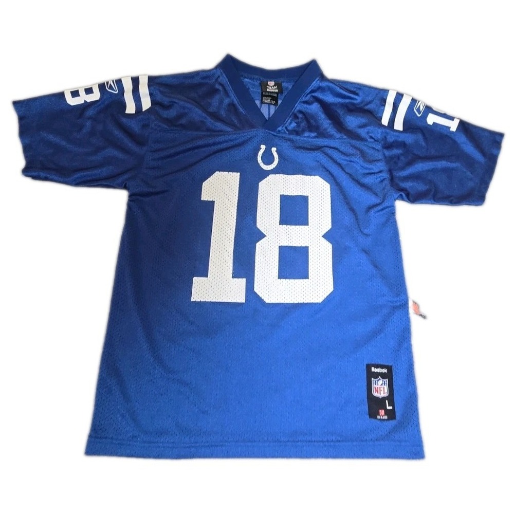 Peyton Manning Colts Jersey Youth Large 14-16 Blue Reebok NFL Team Apparel 18